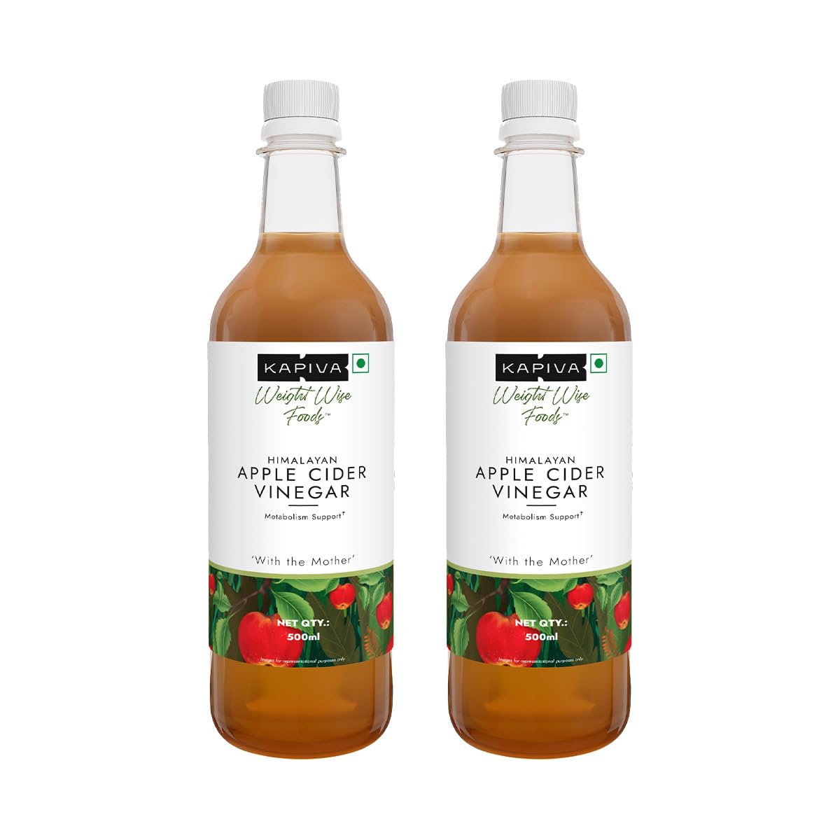 Kapiva Himalayan Apple Cider Vinegar with Mother 500ml | Raw & Unfiltered | Helps with Digestion & Weight Care
