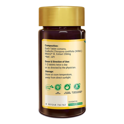 Zandu Giloy Tablets with 100% Pure Giloy Extract | Ayurvedic Immunity Booster | Protects against Infections | Improves Liver Function |100% Ayurvedic & Vegetarian (60 Tabs)