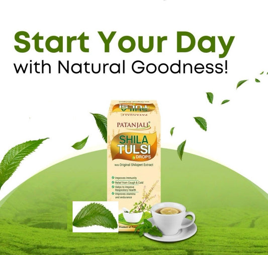 Patanjali Shila Tulsi Drop, Helps boost Stamina, Pure Tulasi Ark, Natural Anti- Viral Drops with Pure Shilajeet/Shilajit Extracts for Cough Relief, Immunity Booster - 30 Ml
