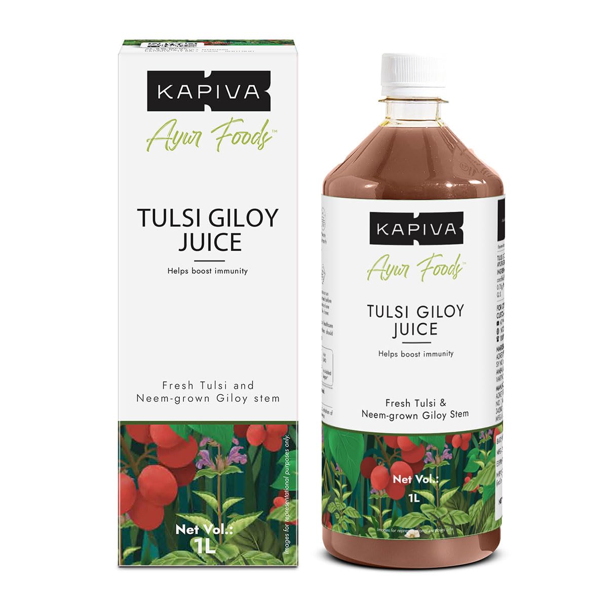 Kapiva Wild Tulsi Giloy Juice 1L | Ayurvedic Juice from Fresh Tulsi & Giloy Plant | Immune & Daily Wellness Support