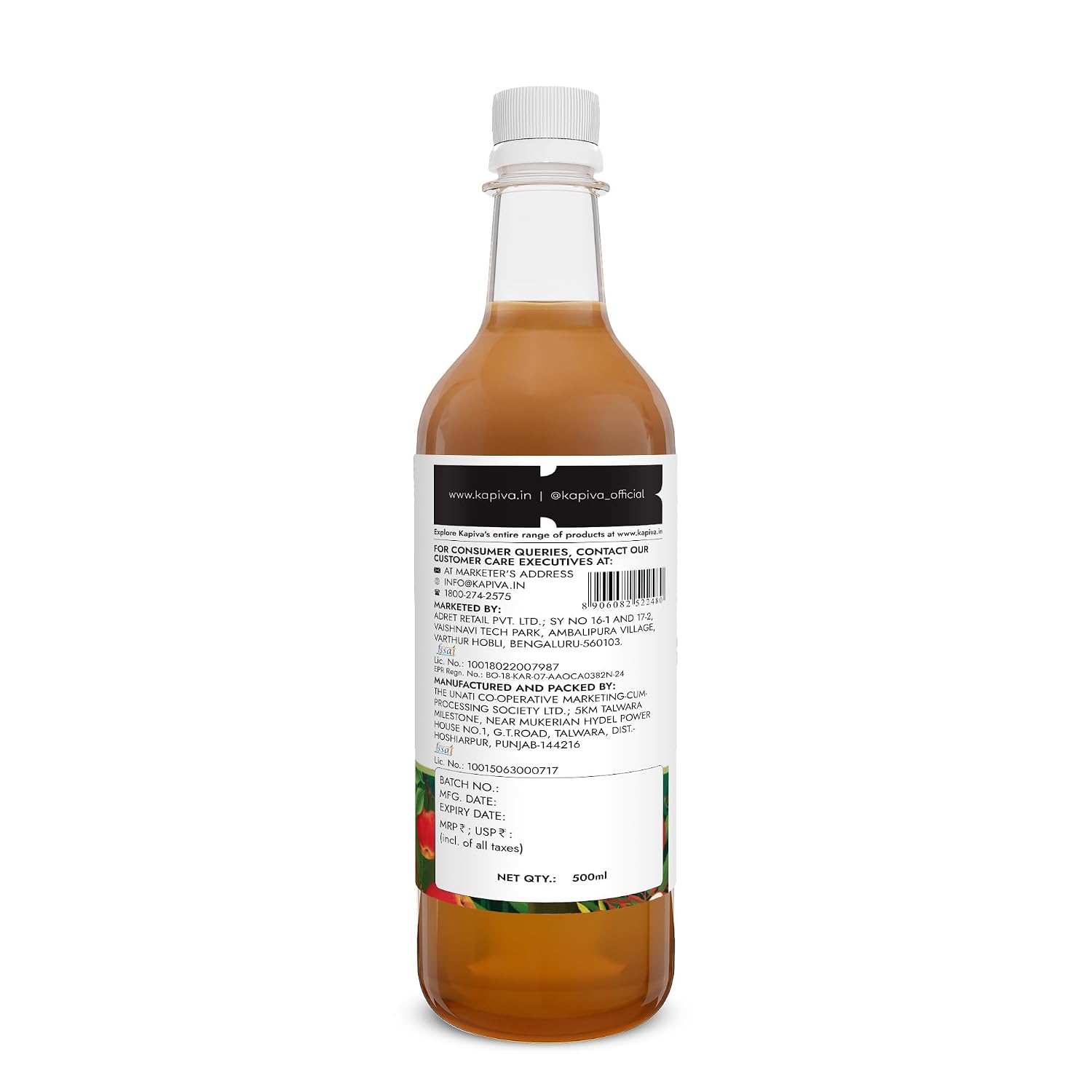 Kapiva Himalayan Apple Cider Vinegar with Mother 500ml | Raw & Unfiltered | Helps with Digestion & Weight Care