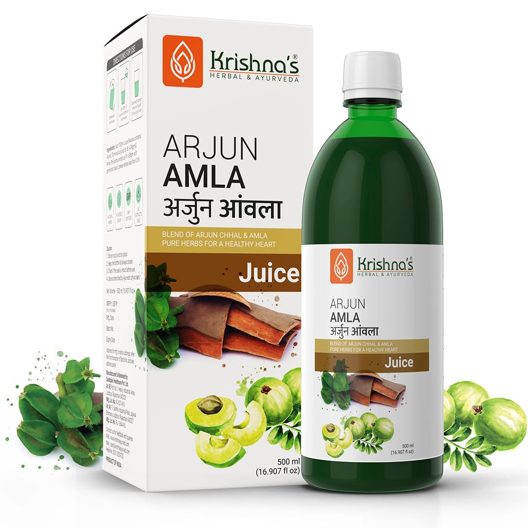 Krishna's Arjun Amla Juice - 500 ml (Pack of 1) | Perfect mix of Amla and Arjuna Chaal | Strong and healthy heart
