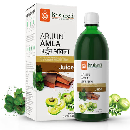 Krishna's Arjun Amla Juice - 500 ml (Pack of 1) | Perfect mix of Amla and Arjuna Chaal | Strong and healthy heart