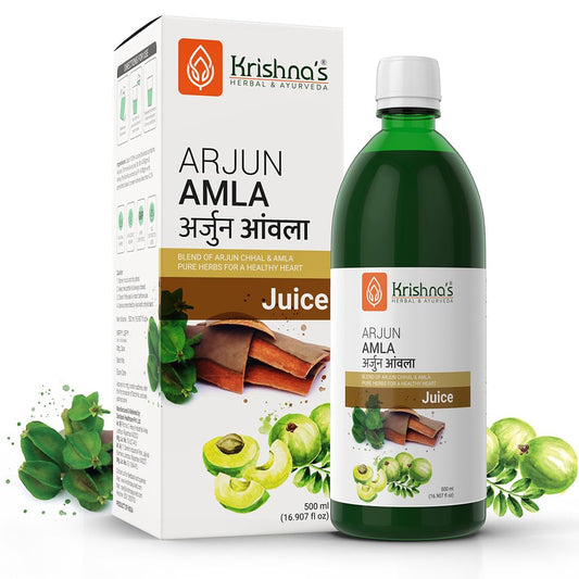 Krishna's Arjun Amla Juice - 500 ml (Pack of 1) | Perfect mix of Amla and Arjuna Chaal | Strong and healthy heart
