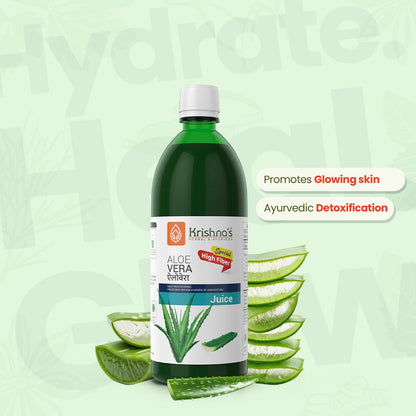 Krishna's Special Aloe Vera High Fiber Juice - 1 l (Pack of 1) | From Deserts of Rajasthan | Sugar free | Daily Drink | Rejuvenates Skin and Hair