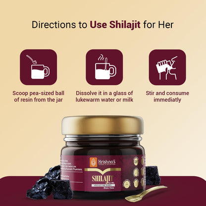 KRISHNA'S HERBAL & AYURVEDA 100% Pure Shilajit Resin for Women's, Boost Performance, Energy, Stamina, Endurance, Strength & Overall Wellbeing - 20 gm (Pack of 1)