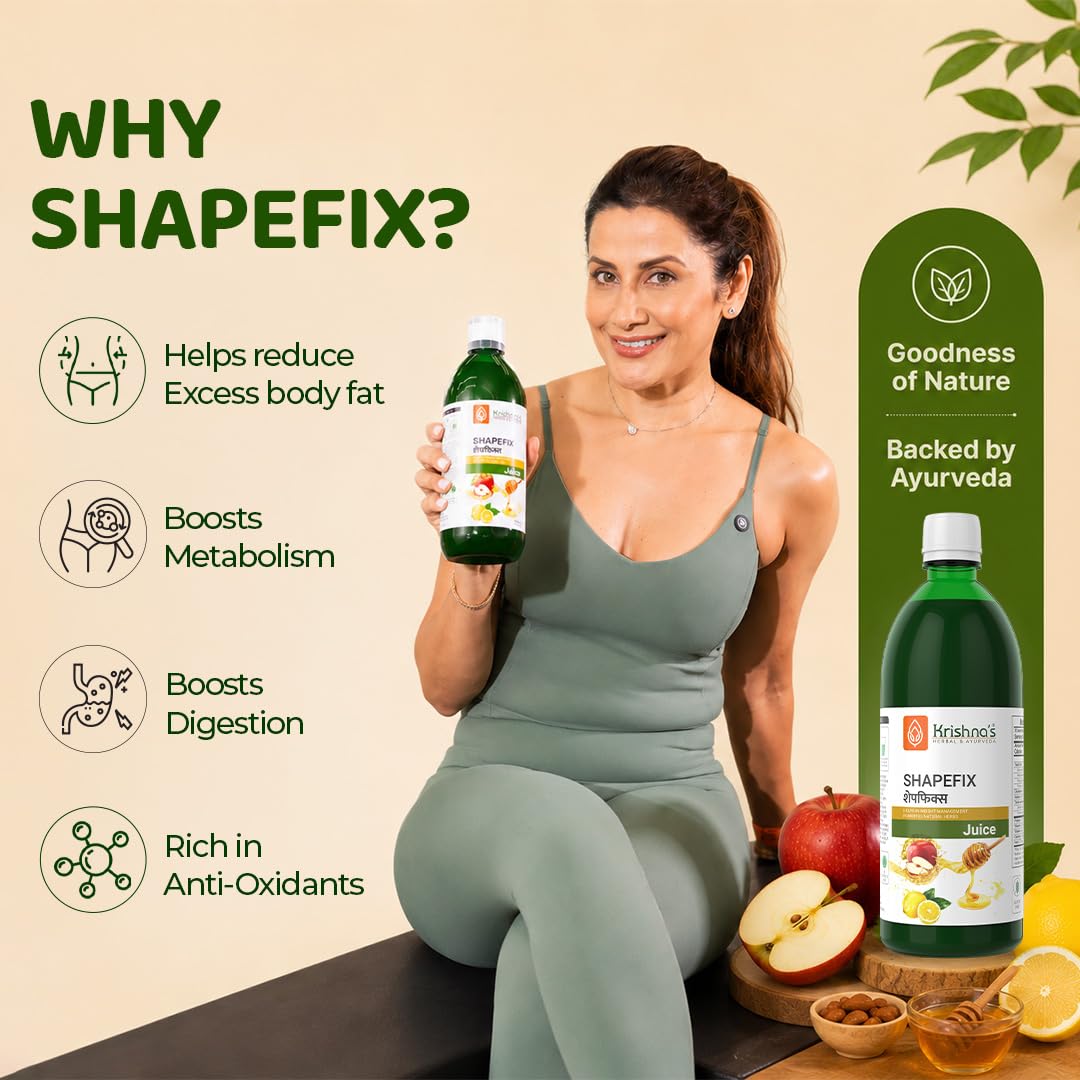 KRISHNA'S HERBAL & AYURVEDA Herbal Shapefix Juice With Natural Herbs, Helps In Weight Management, No Added Artificial Colors Or Flavours, Gluten Free - 1 Ltr (Pack Of 1)