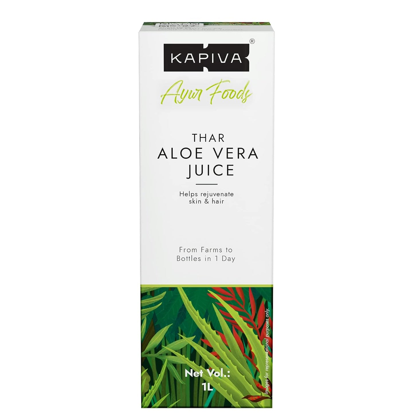 Kapiva Thar Aloe Vera Juice (With Pulp) | Rejuvenates Skin And Hair | Natural Juice Made Within 4 Hours Of Harvesting | No Added Sugar, 1L