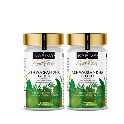 Kapiva Ashwagandha Gold 60 Caps |183rd day Nagori Ashwagandha | 5% Withanolide | Helps in Stress & Sleep Management | Improves Gym Performance | For Men & Women |100% Ayurvedic