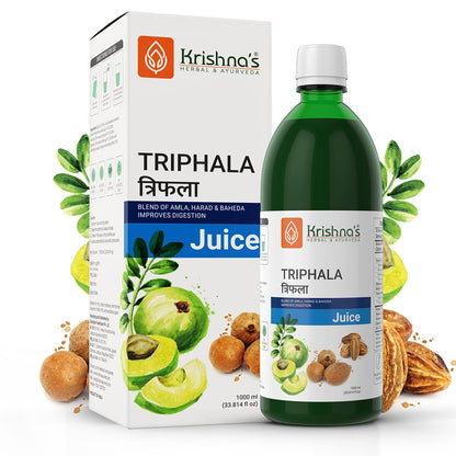 KRISHNA'S HERBAL & AYURVEDA Triphala Juice - 1000 Ml | Natural Laxative | Enriched With Amla, Harad, Baheda | Improves Digestion