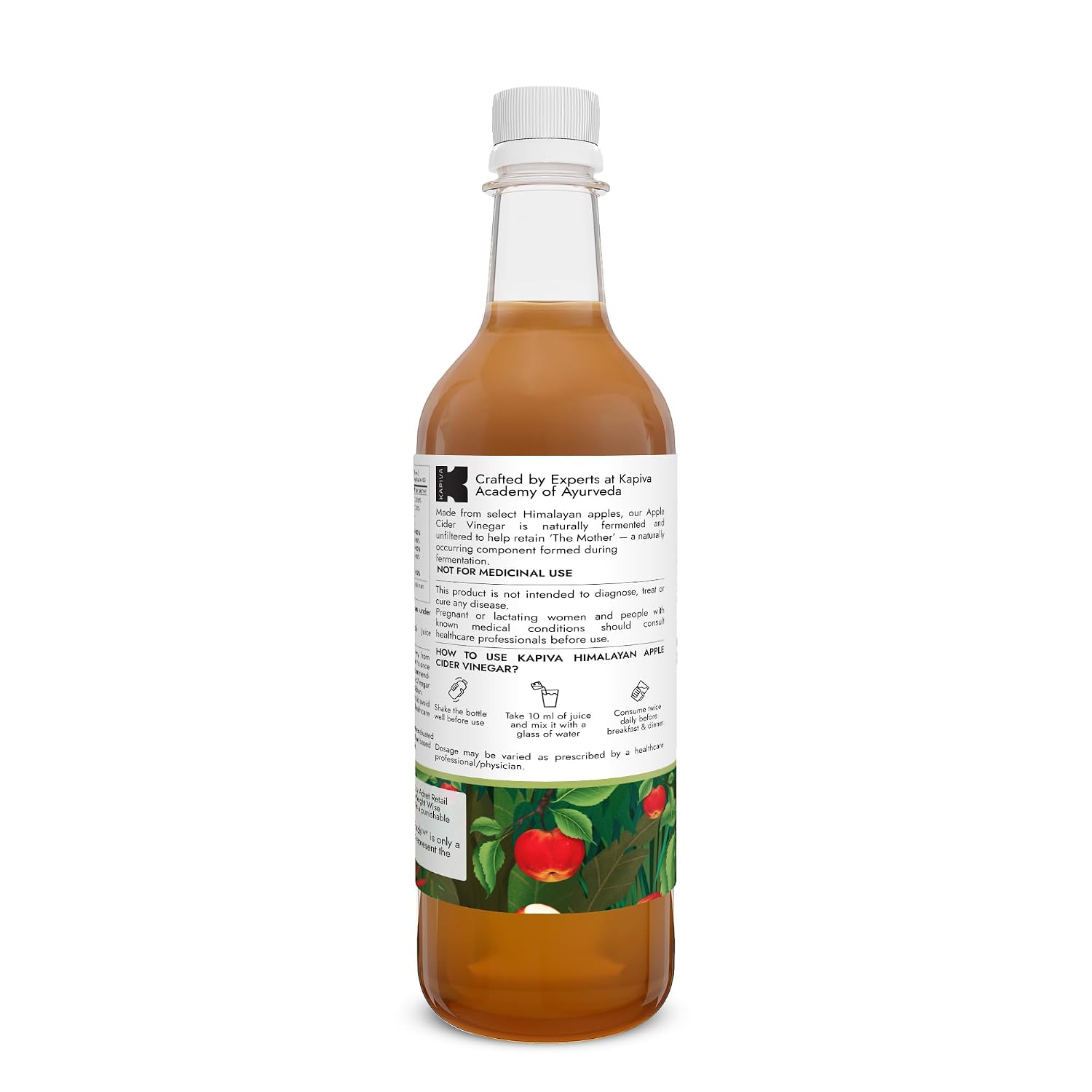 Kapiva Himalayan Apple Cider Vinegar with Mother 500ml | Raw & Unfiltered | Helps with Digestion & Weight Care