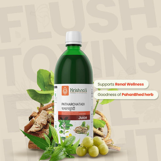 Krishna's Patharchatadi Juice - 1000 ml, Goodness of Pashanbhed, Adulsa, Kutki & Amla, Blend of Ayurvedic Herbs for Kidney - Pack of 1
