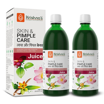 KRISHNA'S HERBAL & AYURVEDA Skin & Pimple Care Juice - 1000 Ml | Ayurvedic Skin Care Expert With Manjisth, Rose, Sankhpushpi & 13 Other Herbs | Helps In Reducing Acne, Pimples & Dark Spot