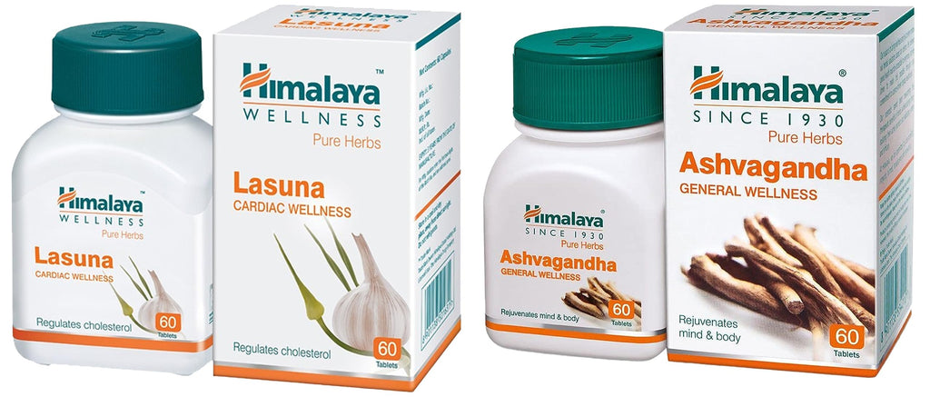 Himalaya Pure Herbs Lasuna Cardiac Wellness Tablets, White, 250 mg, 60 Count