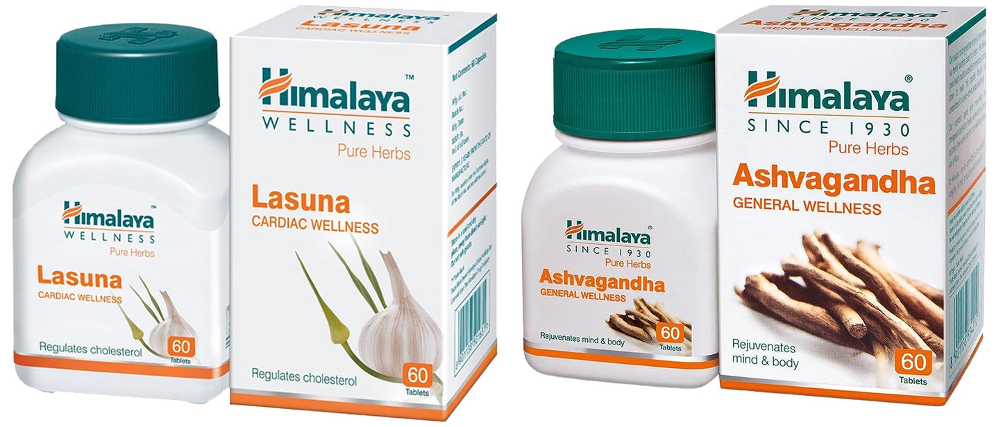 Himalaya Pure Herbs Lasuna Cardiac Wellness Tablets, White, 250 mg, 60 Count