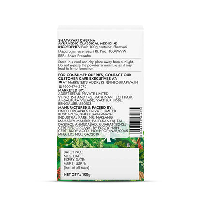 Kapiva Organic Shatavari Powder 100gms | Promotes Lactation Naturally | Helps Maintain Hormonal Balance | Non GMO Certified