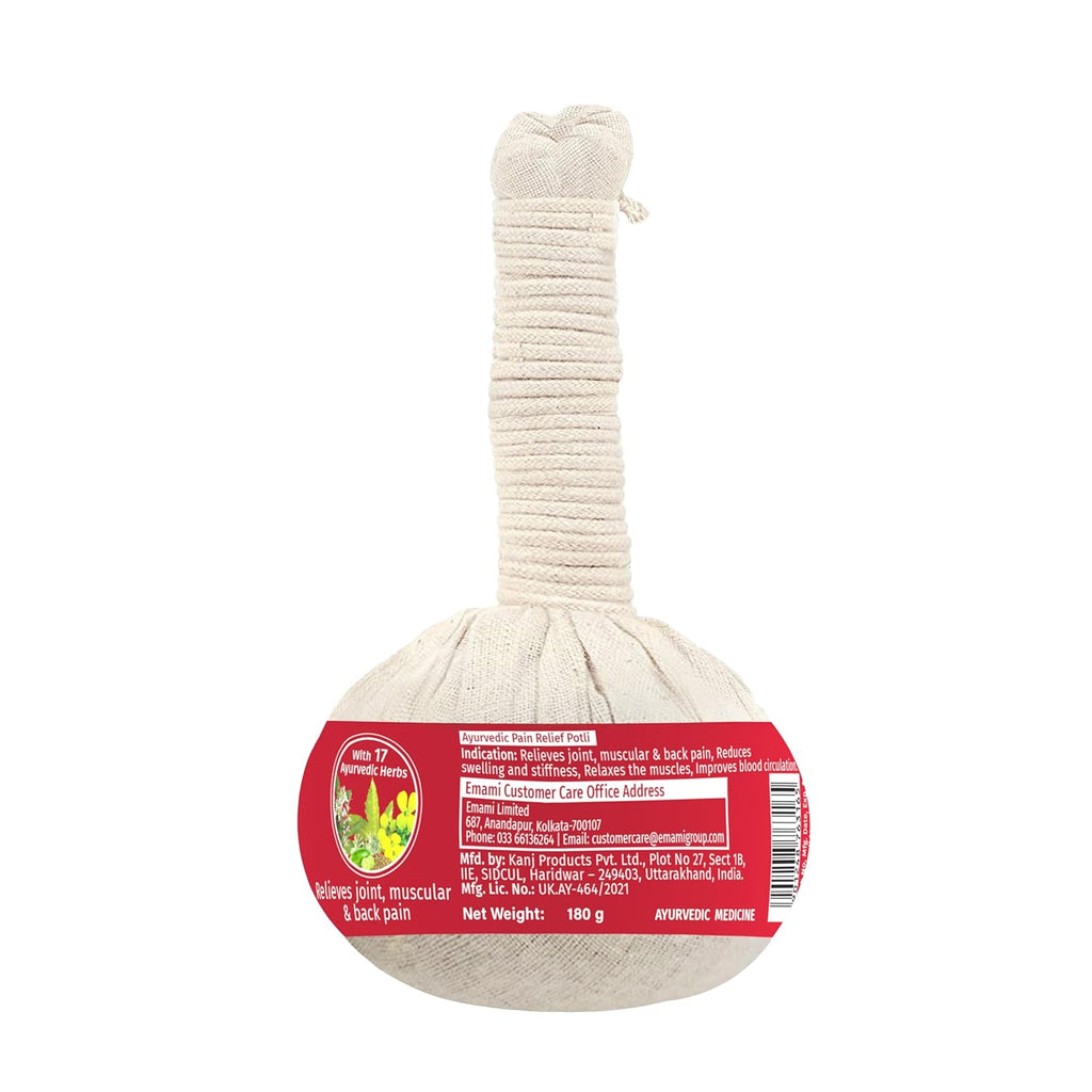 Zandu Ayurvedic Pain Relief Potli -180g |Manual Massager Potli | Alleviate Knee, Back, Neck & Leg Pain| Reduce Swelling | Improve Blood Flow with Pain Relief Potli | Blend of 17 Potent Ayurvedic Herbs