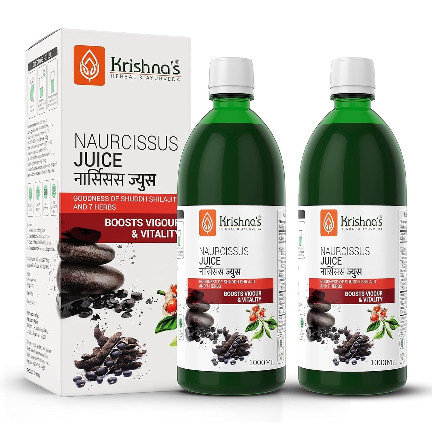 KRISHNA'S HERBAL & AYURVEDA Krishna'S Naurcissus Juice-1000 Ml Ayurvedic Ingredients Ashwagandha,Kaunch Beej,Vidari Kand,Shatawari,Akarkara,Safed Musli,Gokhru Etc Helps In Boosting Stamina