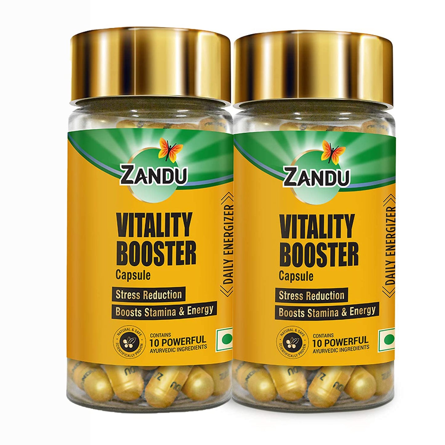 Zandu Vitality Booster Capsule, With Goodness of Ashwagandha, Safed Musli, Gokshur, Shuddha Shjilajit, Helps to Boost Energy and Strength - Pack of 60 Veg Capsules