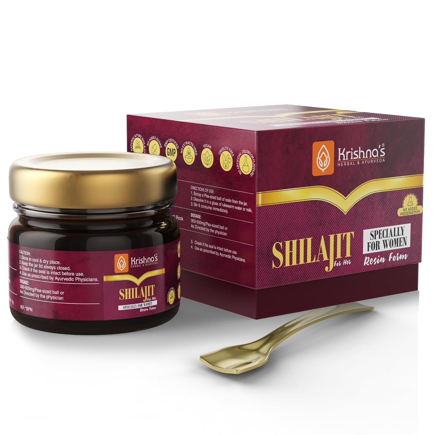 KRISHNA'S HERBAL & AYURVEDA 100% Pure Shilajit Resin for Women's, Boost Performance, Energy, Stamina, Endurance, Strength & Overall Wellbeing - 20 gm (Pack of 1)