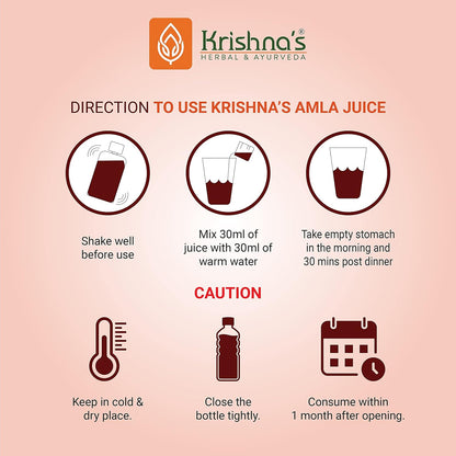 Krishna's Amla Juice - 1000 ml | Fresh cold pressed Amla Juice | Helps Boosts Skin and Hair Health | Helps Detox | Rich in Vitamin C | Natural Immunity Booster