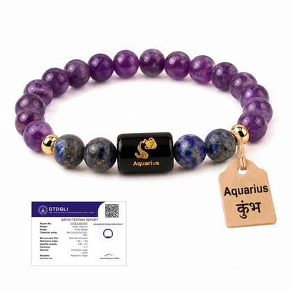 Astrotalk Zodiac Crystal Bracelet (Rashi) | Balances Energy & Enhances Positivity | Certified Healing Crystals with Certificate | Astrology Bracelet for Man & Woman | Gift for Man & Woman