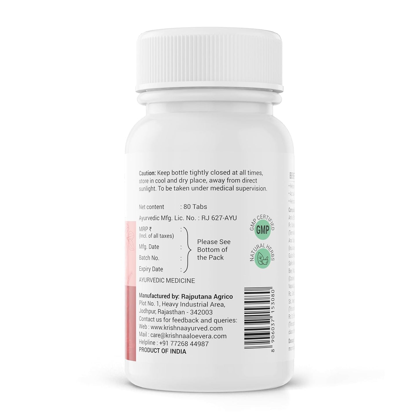 Krishna's Kidney Re-Live Tablet - 80 tab | Enriched with extracts of Punarnava, Arjun Chal, Pushkar Mool, Gokhru & 20 Herbs | Improving Kidney Function | Ayurvedic Health Supplement