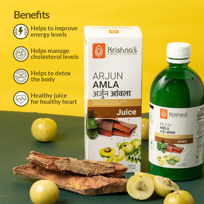 Krishna's Arjun Amla Juice - 500 ml (Pack of 1) | Perfect mix of Amla and Arjuna Chaal | Strong and healthy heart