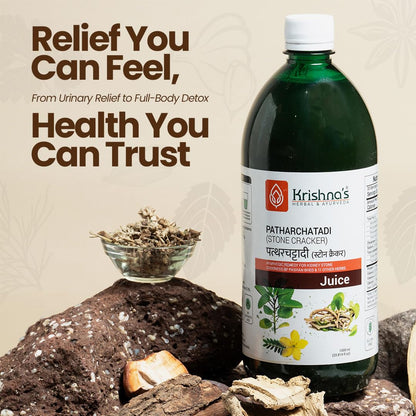 Krishna's Patharchatadi Juice - 1000 ml, Goodness of Pashanbhed, Adulsa, Kutki & Amla, Blend of Ayurvedic Herbs for Kidney - Pack of 1