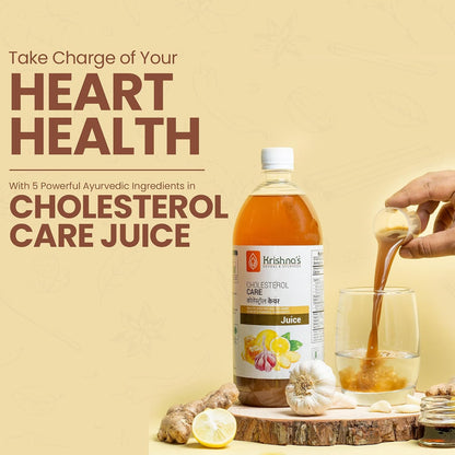 KRISHNA's HERBAL & AYURVEDA Cholesterol Care Juice - 500 Ml | Contains Honey With Apple Cider Ginger Garlic, Sugar Free, Health Drink