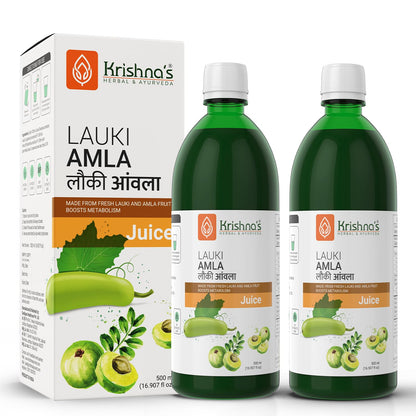 Krishna's Lauki Amla Juice - 500 ml | Fresh Lauki and Cold Pressed Amla Juice | Strengthens Digestive System| Helpful in sugar levels