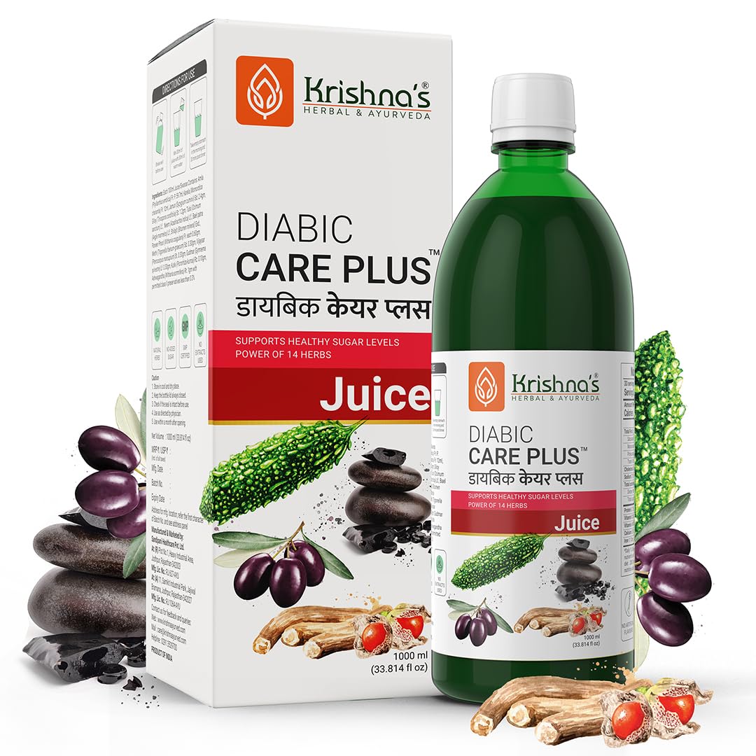 Krishna's Diabic Care Plus Juice with 14 Herbs – Natural Support for Blood Sugar Levels | Herbal Formula for Energy & Wellness - 1000 ml