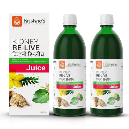 KRISHNA'S HERBAL & AYURVEDA Kidney Re-Live Juice-1000 Ml|For Healthy Kidneys|Enriched With 23 Herbs Like Pashanbhed,Kaunch Beej,Arjun Chaal|Natural Blood Purifier|With Vitamin C|Sugar Free Juice