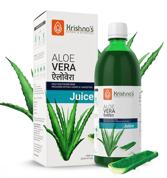 Krishna's Pulpy Aloe Vera Juice - 1000 ml | From Deserts of Rajasthan | Sugar free |Daily Natural Drink | Rejuvenates Skin and Hair