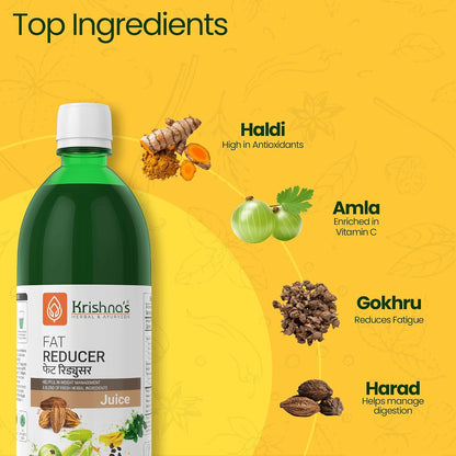 KRISHNA'S HERBAL & AYURVEDA Fat Reducer Juice - 1000 ml | (Pack of 1) | 12 Powerful herbs for Weight Management | Amla, Harad, Daru Haridra, Sunn Hemp | Aids Metabolism and Digestion