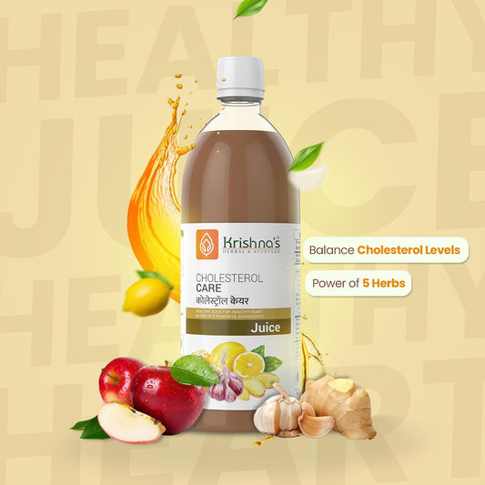 KRISHNA's HERBAL & AYURVEDA Cholesterol Care Juice - 500 Ml | Contains Honey With Apple Cider Ginger Garlic, Sugar Free, Health Drink