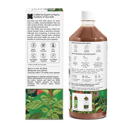 Kapiva Wild Tulsi Giloy Juice 1L | Ayurvedic Juice from Fresh Tulsi & Giloy Plant | Immune & Daily Wellness Support