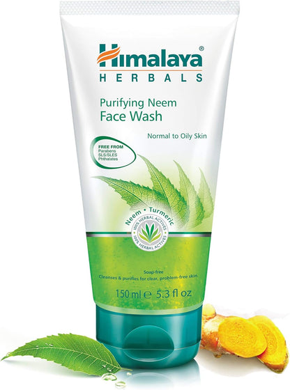 Himalaya Herbals Purifying Neem Face Wash Gel | Natural Moisturising Facial Cleanser with Goodness of Neem and Turmeric |Soap-Free Herbal Formulation -150ml