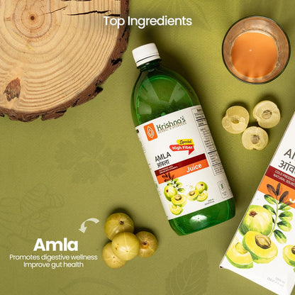 Krishna's Herbal & Ayurveda Premium Amla High Fibre Juice | Natural Immunity Booster | Rich in Vitamin C - 1 l (Pack of 1)