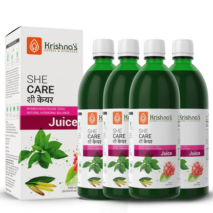 KRISHNA'S HERBAL & AYURVEDA Women's She Care Juice Infused With 5 Herbs for Hormonal Balance, Period Pain Relief, Hair & Skin Health, Clinically Proven - 1000 ml (Pack of 1)