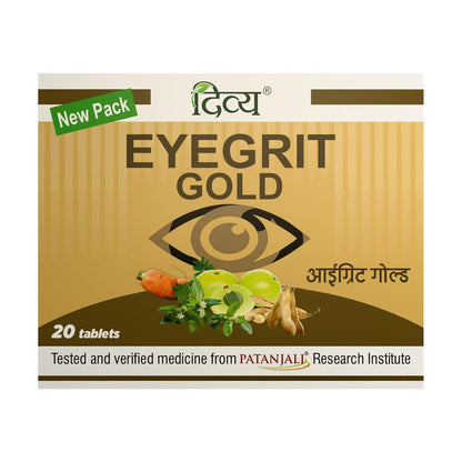 Patanjali Divya Eyegrit Gold 20, Tablets Ayurvedic Supplement for Eye Health Vision Support and Eye Care (Pack of 1)