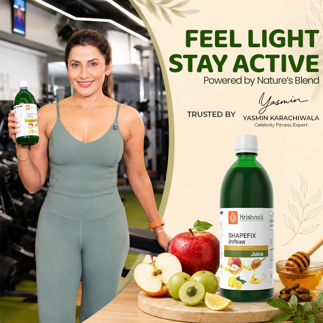 KRISHNA'S HERBAL & AYURVEDA Herbal Shapefix Juice With Natural Herbs, Helps In Weight Management, No Added Artificial Colors Or Flavours, Gluten Free - 1 Ltr (Pack Of 1)