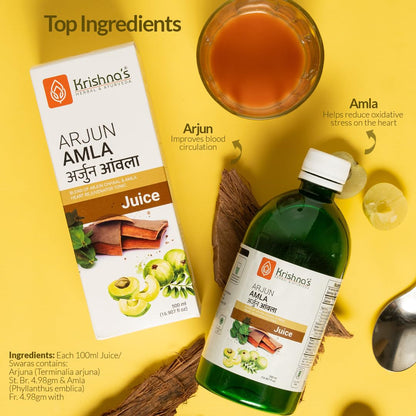Krishna's Arjun Amla Juice - 500 ml (Pack of 1) | Perfect mix of Amla and Arjuna Chaal | Strong and healthy heart