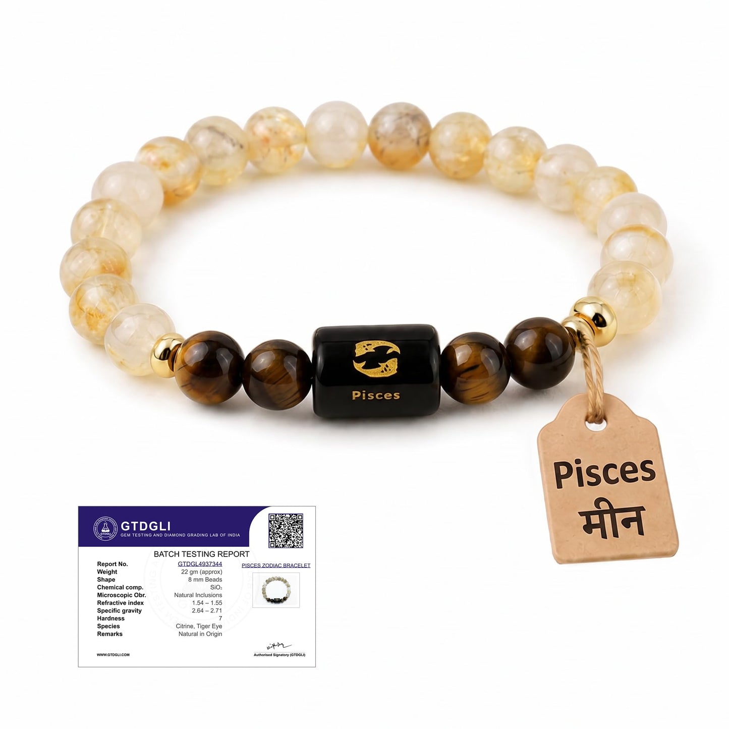 Astrotalk Zodiac Crystal Bracelet (Rashi) | Balances Energy & Enhances Positivity | Certified Healing Crystals with Certificate | Astrology Bracelet for Man & Woman | Gift for Man & Woman