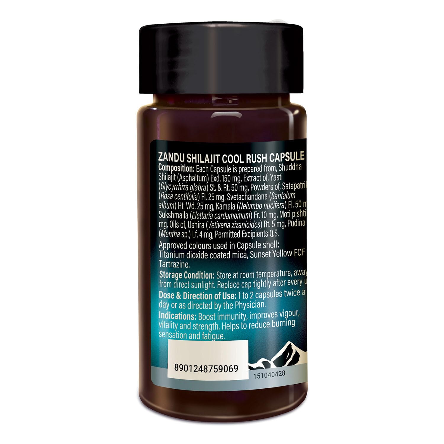 Zandu Shilajit Cool Rush Caps 60N: The 1st Ever Himalayan Shilajit with heat balancing ingredients | All Season Energy | Boost Strength & Stamina | Rich in fulvic acid