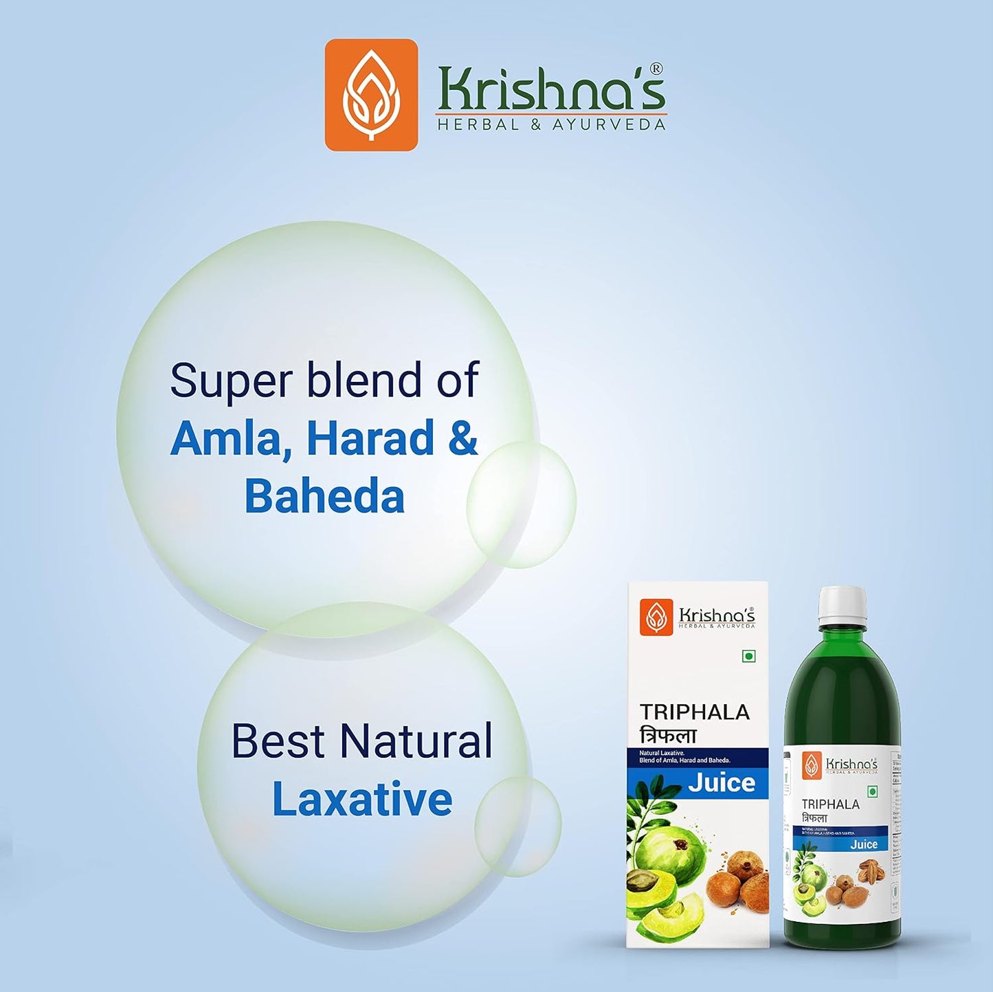 KRISHNA'S HERBAL & AYURVEDA Triphala Juice - 1000 Ml | Natural Laxative | Enriched With Amla, Harad, Baheda | Improves Digestion