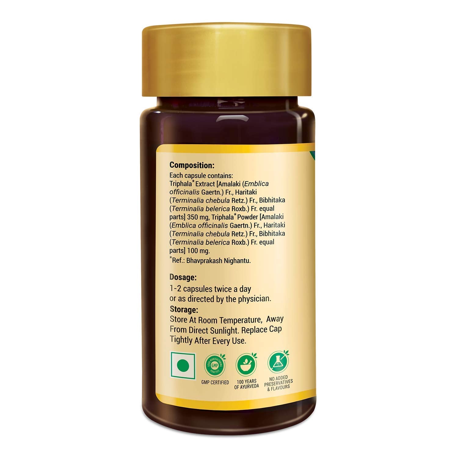 Zandu Triphala Capsules, Supports Bowel Wellness & Healthy Gut, Helps to Boost Immunity & Useful for Digestion, Antioxidant Properties - 90 Veg Capsules