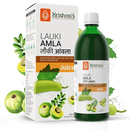 Krishna's Lauki Amla Juice - 500 ml | Fresh Lauki and Cold Pressed Amla Juice | Strengthens Digestive System| Helpful in sugar levels