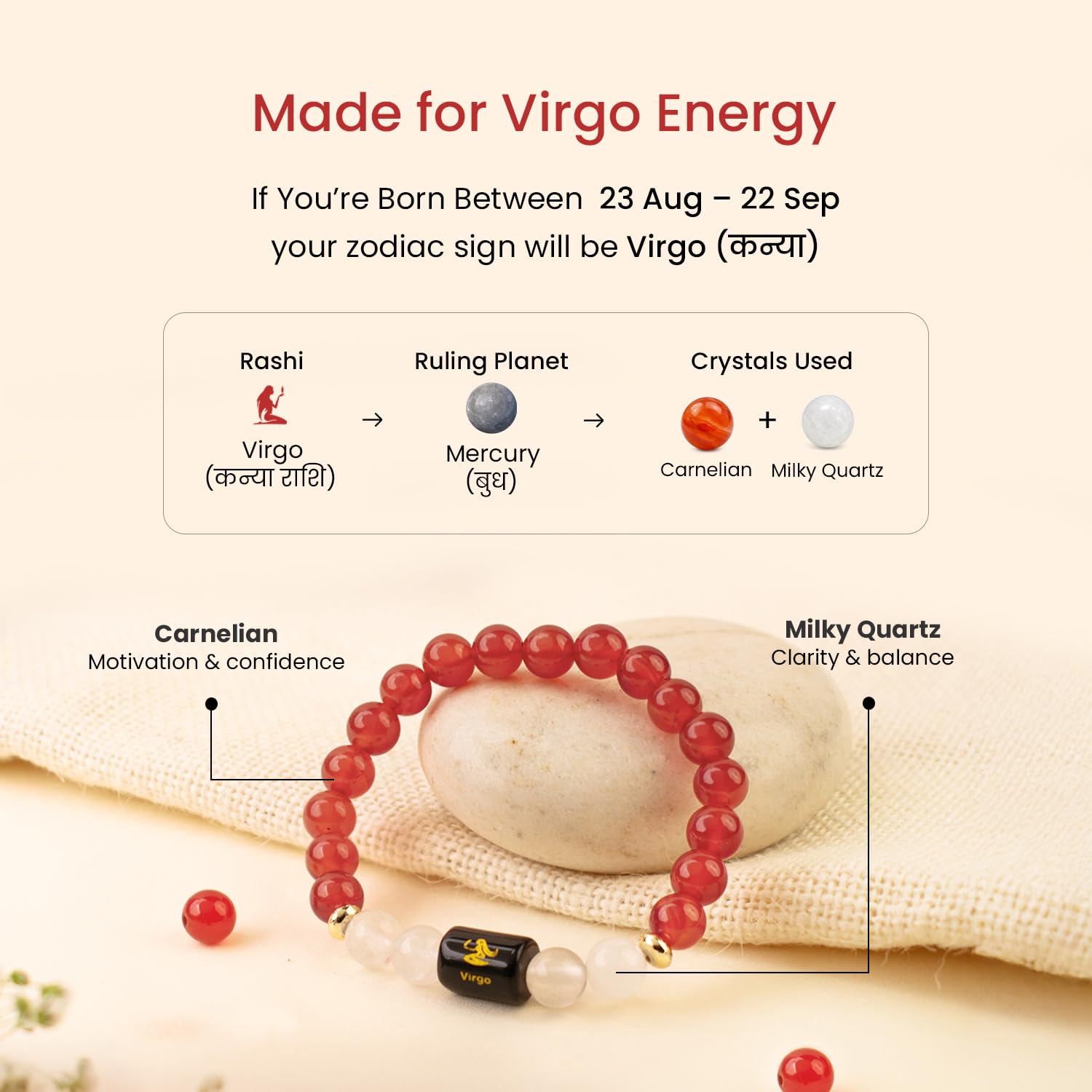 Astrotalk Zodiac Crystal Bracelet (Rashi) | Balances Energy & Enhances Positivity | Certified Healing Crystals with Certificate | Astrology Bracelet for Man & Woman | Gift for Man & Woman