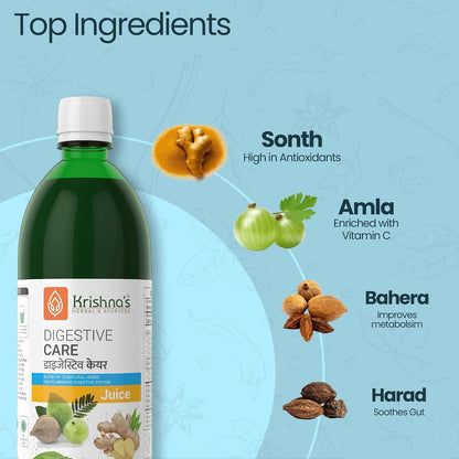 KRISHNA'S HERBAL & AYURVEDA Digestive Care Juice - 1000 ml | Goodness Of Amla, Ginger, Chitrak, Anaardana, Baheda For To Help In Digestion And Metabolism, Pack of 1